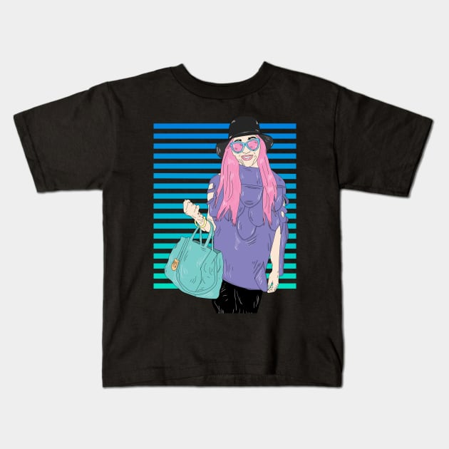 illustration Women fashion style Kids T-Shirt by Pinjem Seratus